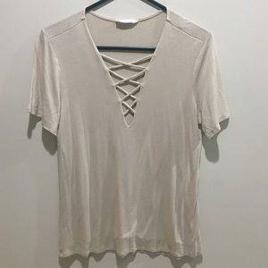 ***Sold****Lace up v neck